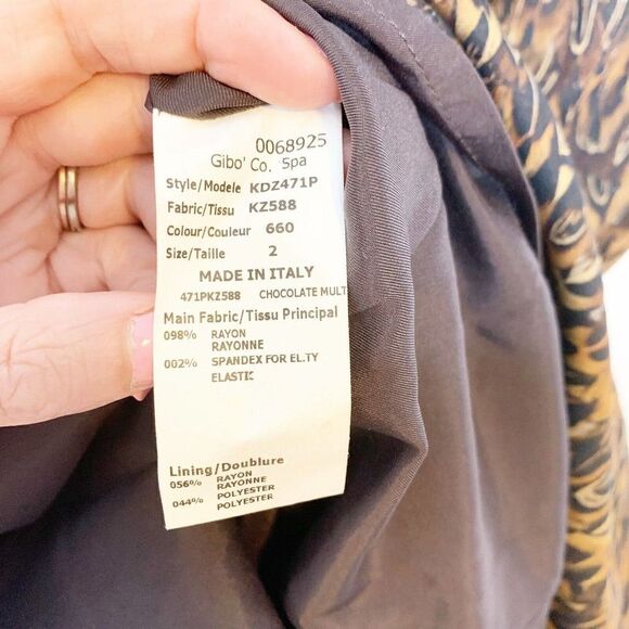 Brown Michael Kors Collection Feather Print Midi Dress Women’s Size 2 Made Italy - Picture 11 of 12